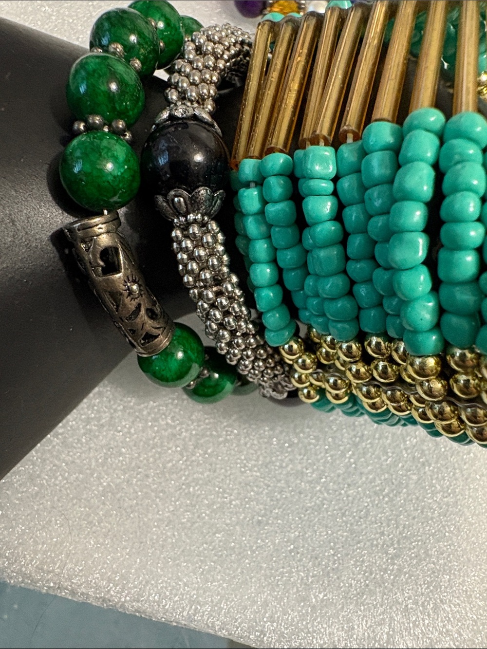 Stacked Beaded Bracelets in Turquoise & Green